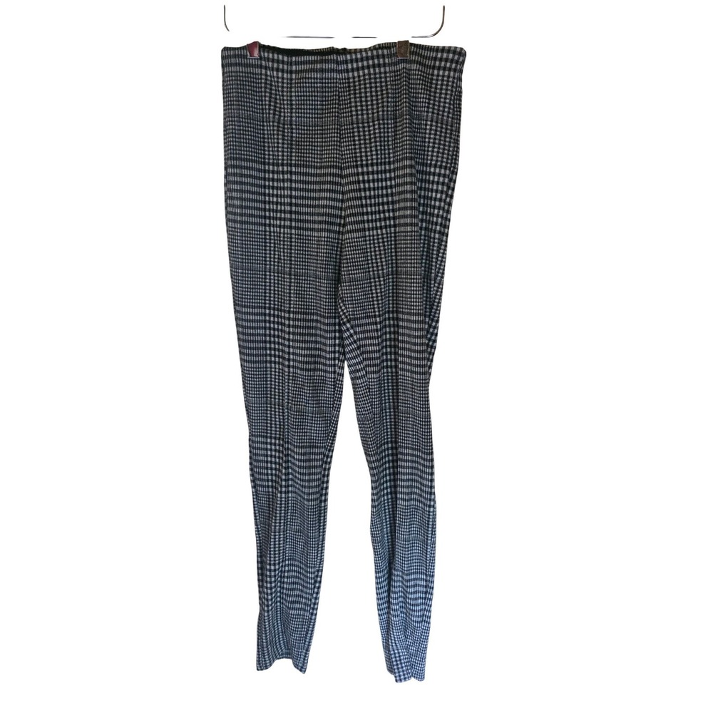 Tahari Womens Glen Plaid Pull On Leggings‎ Black White High Rise Stretch Pants S